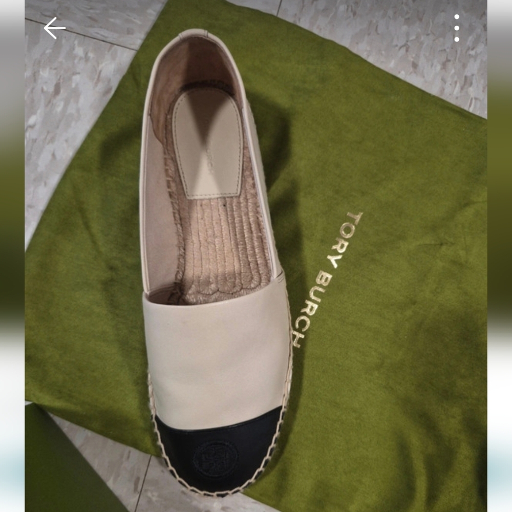 Tory Burch Beige and Black Espadrilles